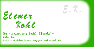 elemer kohl business card